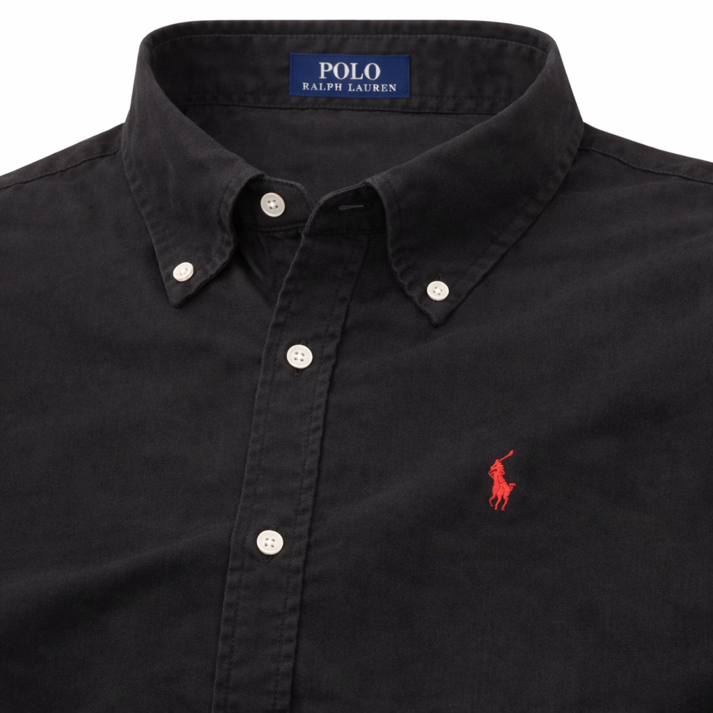 Black Oxford Shirt (Red Logo)