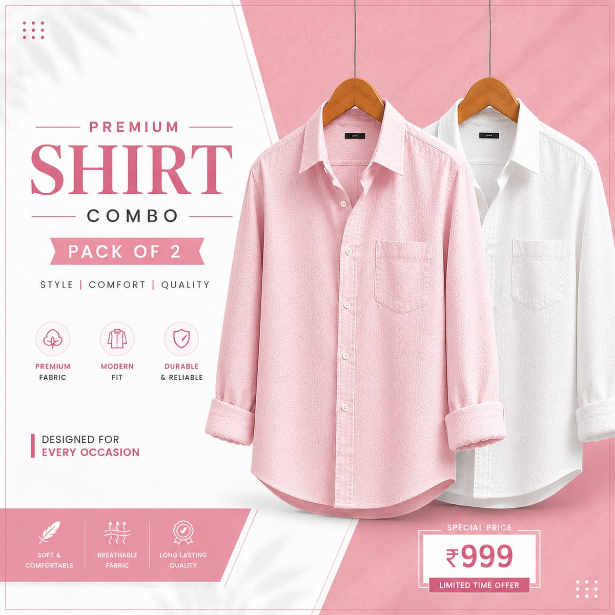 Men Monaco Vero Pure Linen Shirts (Pack of 2)